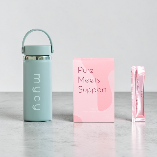 HydroflaskコラボSET【Birch｜グレー】：Pure Meets Support ｜フェムケアサプリ(1箱30包)